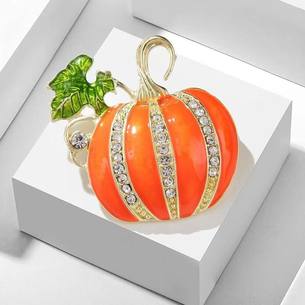 Halloween Thanksgiving Fall Christmas Theme Crystal Brooch Set with Rhinestone C - Picture 3 of 8